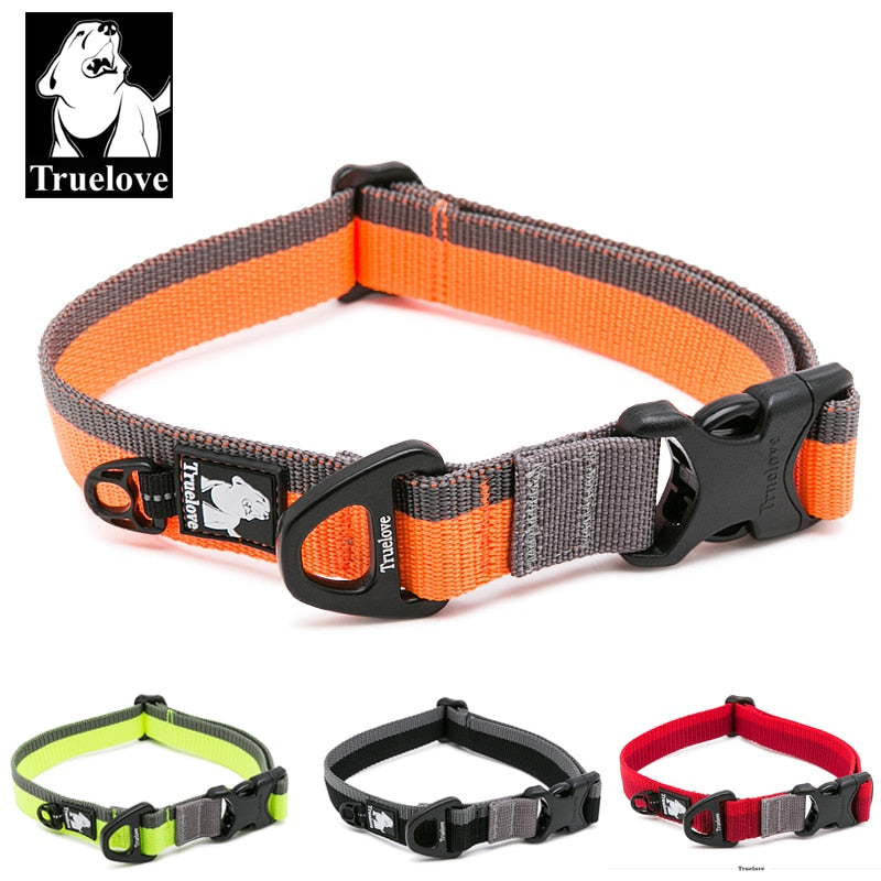 Truelove Dog Collar Nylon for Small medium and Big Dogs Neck Belt Training Walking Light Breathable Running Orange Black TLC5171.